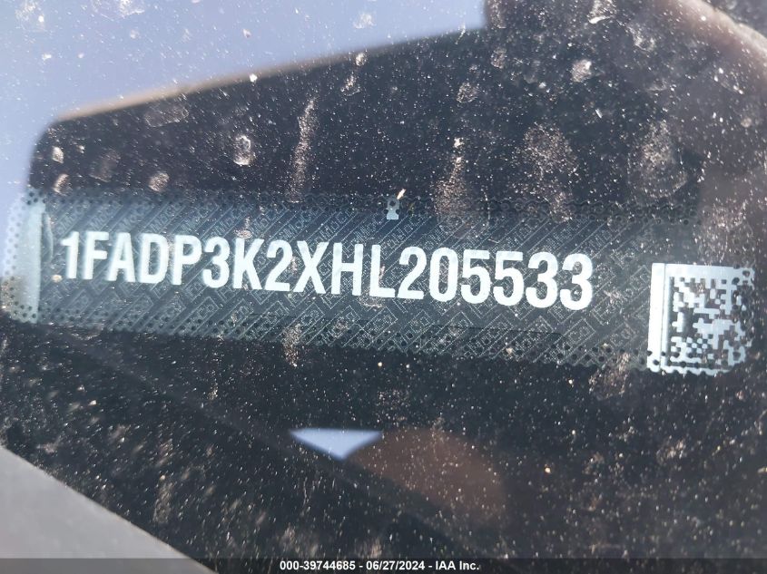 2017 Ford Focus Se VIN: 1FADP3K2XHL205533 Lot: 39744685