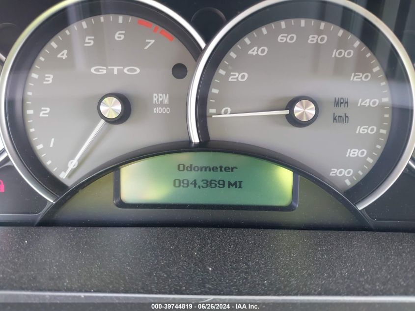 2006 Pontiac Gto VIN: 6G2VX12U36L527228 Lot: 39744819