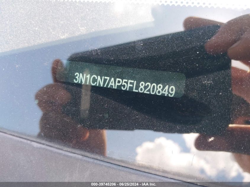 2015 Nissan Versa 1.6 Sv VIN: 3N1CN7AP5FL820849 Lot: 39745206