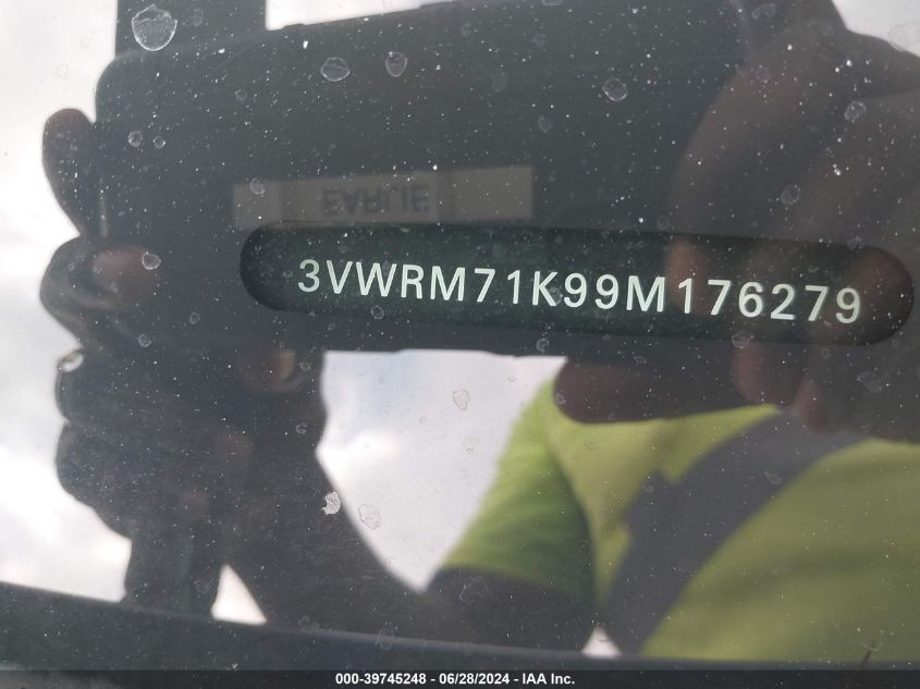 2009 Volkswagen Jetta Se VIN: 3VWRM71K99M176279 Lot: 39745248