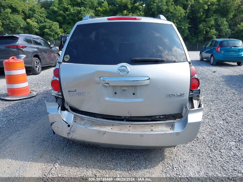 2007 Nissan Quest 3.5 Se VIN: 5N1BV28U37N109073 Lot: 39745486