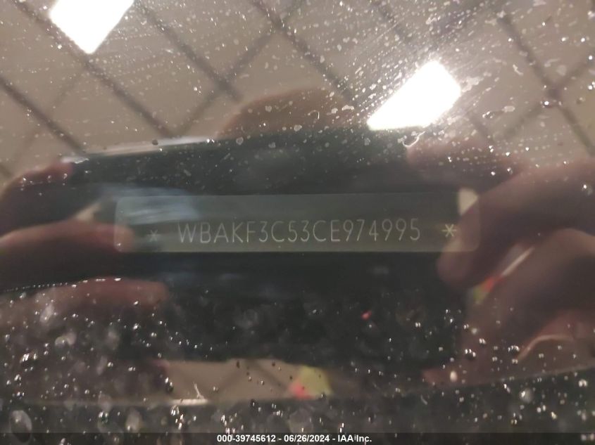 2012 BMW 328I xDrive VIN: WBAKF3C53CE974995 Lot: 39745612