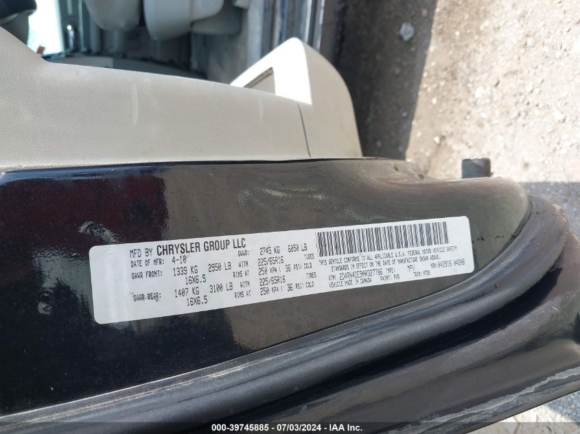 2010 Dodge Grand Caravan Se VIN: 2D4RN4DE9AR327786 Lot: 39745885