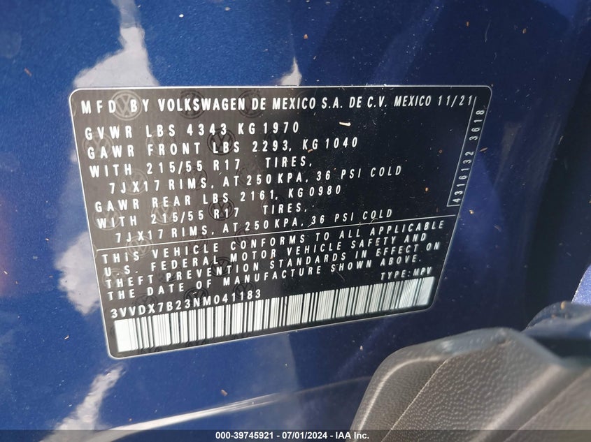 2022 VOLKSWAGEN TAOS 1.5T S - 3VVDX7B23NM041183