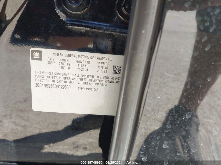 2013 Cadillac Xts Standard VIN: 2G61N5S36D9129630 Lot: 39745950