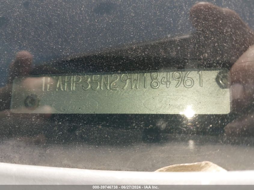 2009 Ford Focus Se VIN: 1FAHP35N29W184961 Lot: 39746738