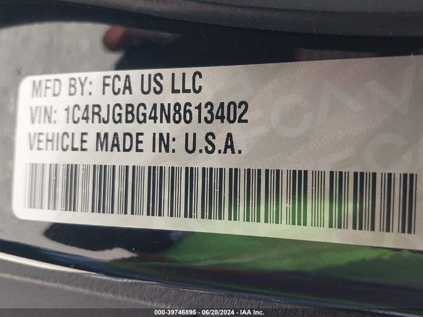 2022 Jeep Grand Cherokee Limited VIN: 1C4RJGBG4N8613402 Lot: 39746895