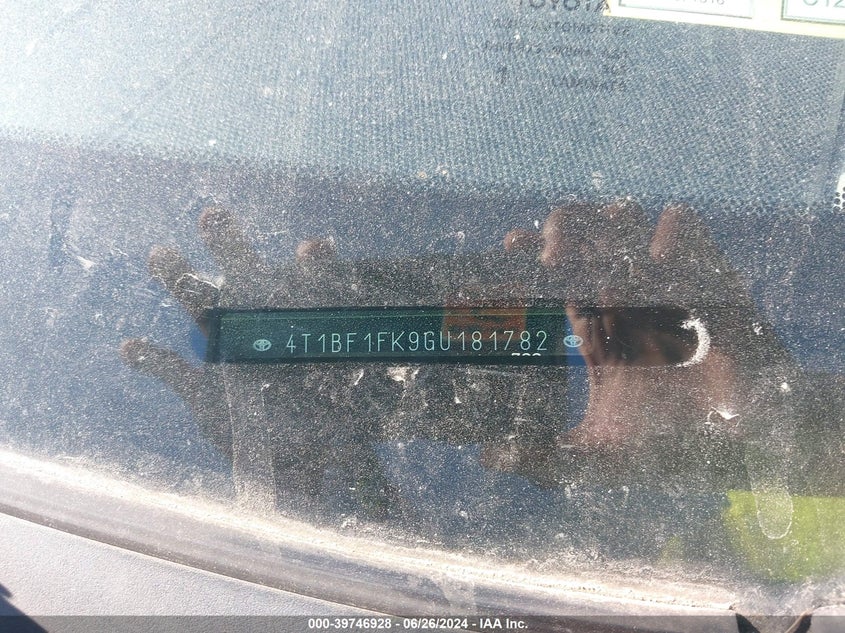 2016 Toyota Camry Se VIN: 4T1BF1FK9GU181782 Lot: 39746928