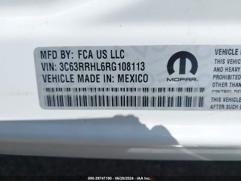 2024 Ram 3500 Big Horn VIN: 3C63RRHL6RG108113 Lot: 39747190