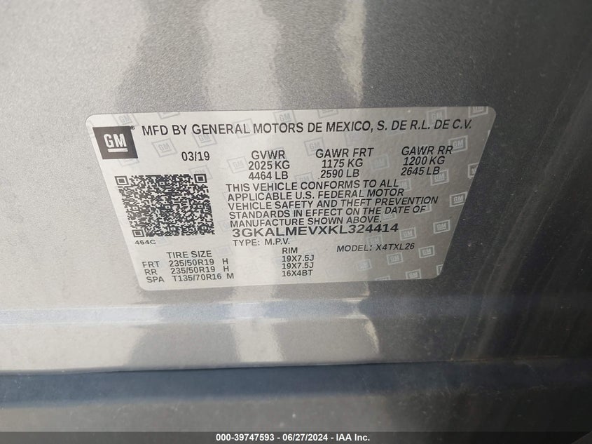 2019 GMC TERRAIN SLE - 3GKALMEVXKL324414