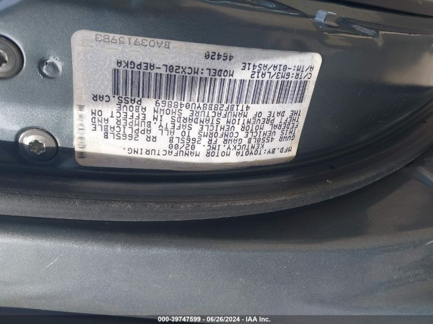 2000 Toyota Avalon Xls VIN: 4T1BF28B8YU048869 Lot: 39747599