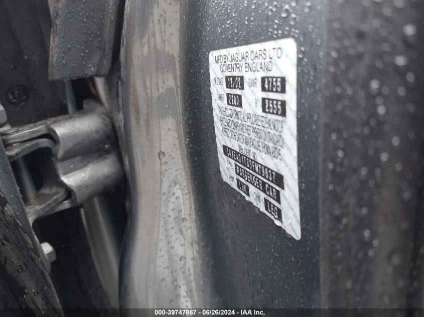 2003 Jaguar S-Type 3.0L V6 VIN: SAJEA01T83FM79637 Lot: 39747887