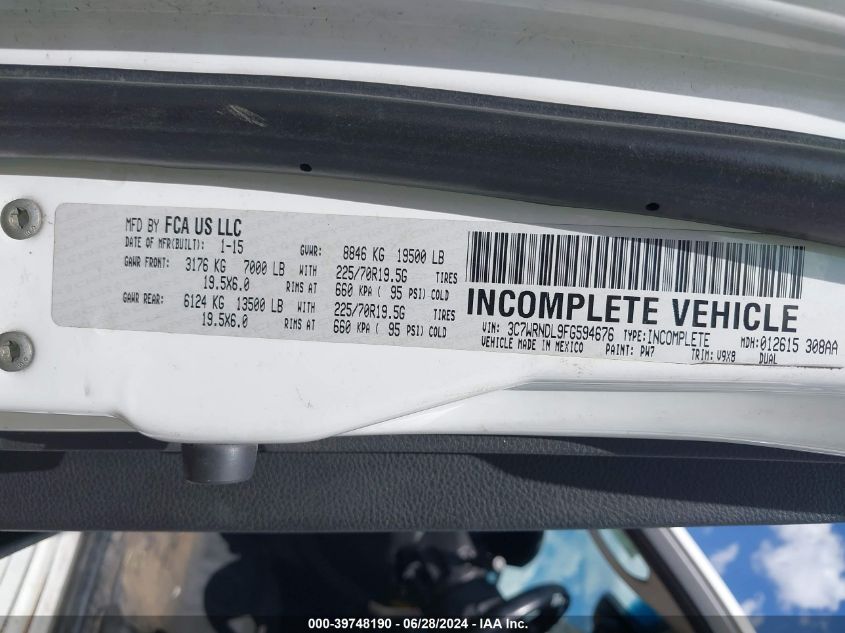 2015 Ram 5500 VIN: 3C7WRNDL9FG594676 Lot: 39748190