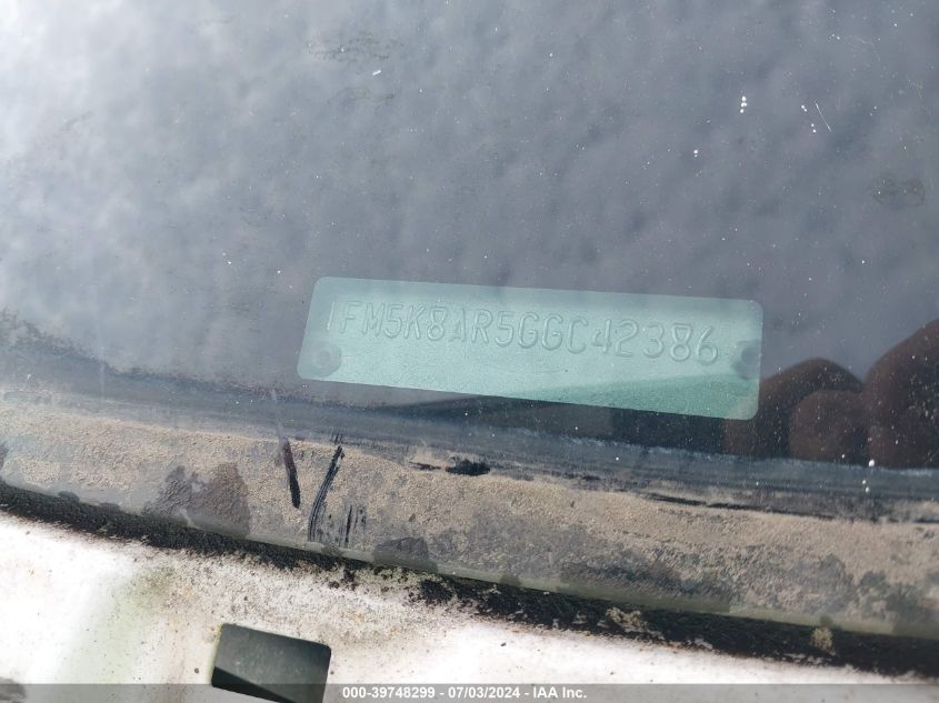 2016 Ford Explorer Police Interceptor VIN: 1FM5K8AR5GGC42386 Lot: 39748299