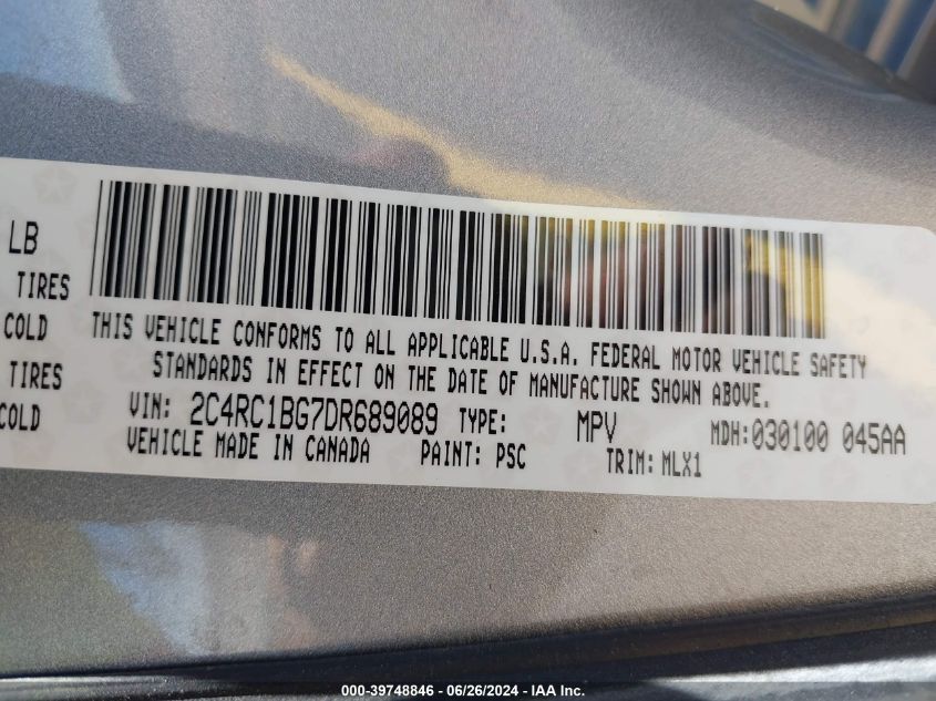 2C4RC1BG7DR689089 2013 Chrysler Town & Country Touring