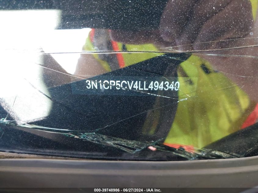 2020 Nissan Kicks Sv VIN: 3N1CP5CV4LL494340 Lot: 39748986