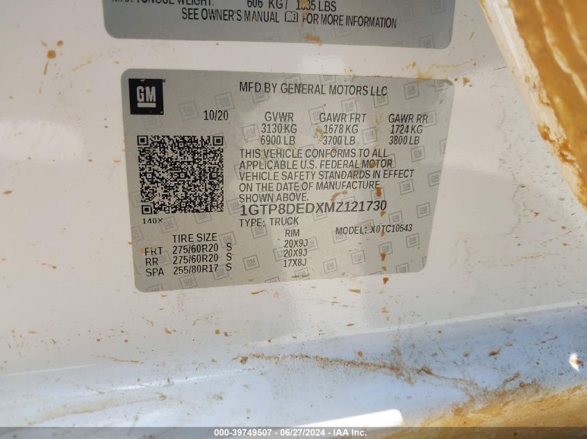 2021 GMC Sierra 1500 C1500 Slt VIN: 1GTP8DEDXMZ121730 Lot: 39749507