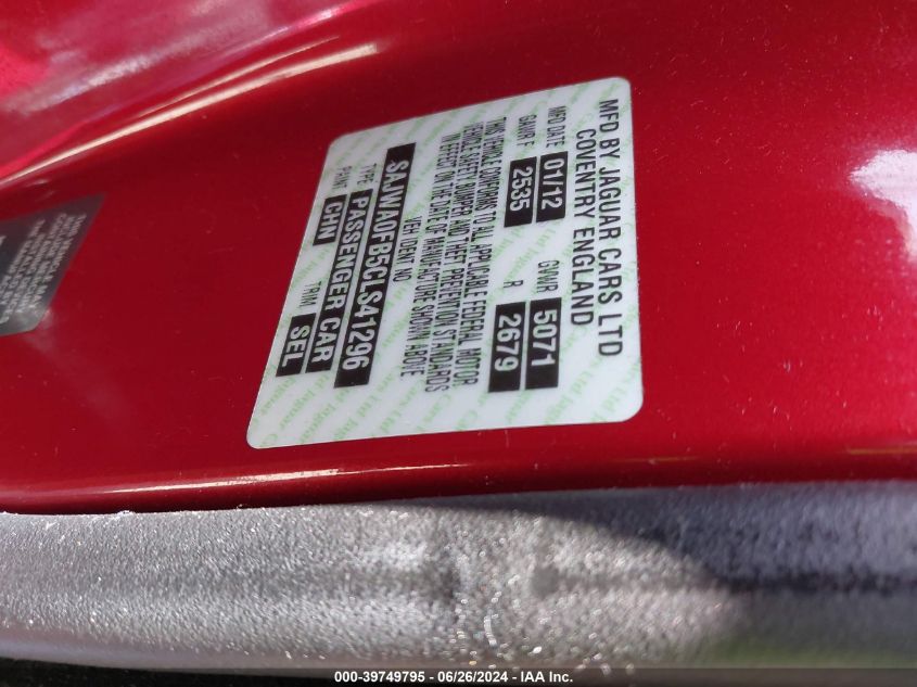 2012 Jaguar Xf VIN: SAJWA0FB5CLS41296 Lot: 39749795