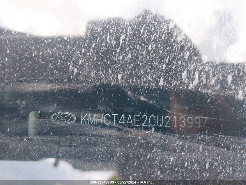 2012 Hyundai Accent Gls VIN: KMHCT4AE2CU213997 Lot: 39749799