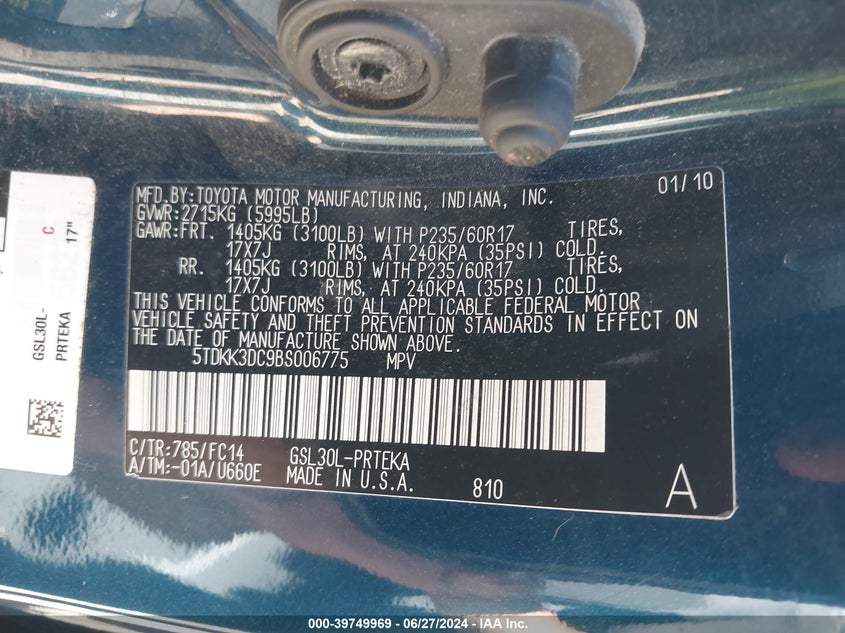 2011 Toyota Sienna Le V6 VIN: 5TDKK3DC9BS006775 Lot: 39749969