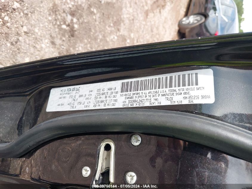 2017 Ram 3500 Lone Star 4X4 8' Box VIN: 3C63RRHL2HG717715 Lot: 39750144