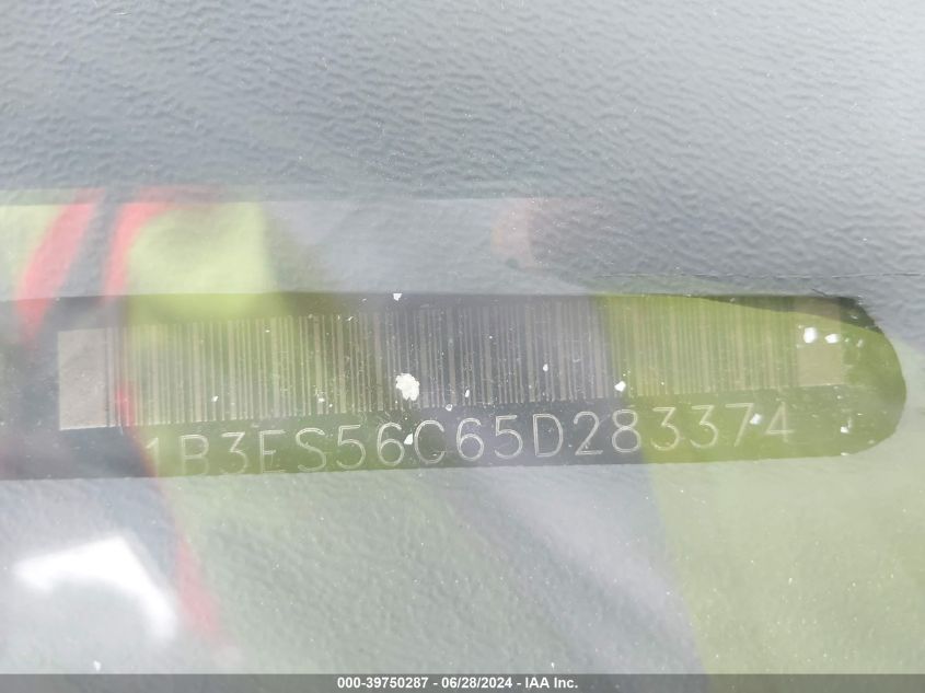 2005 Dodge Neon Sxt VIN: 1B3ES56C65D283374 Lot: 39750287