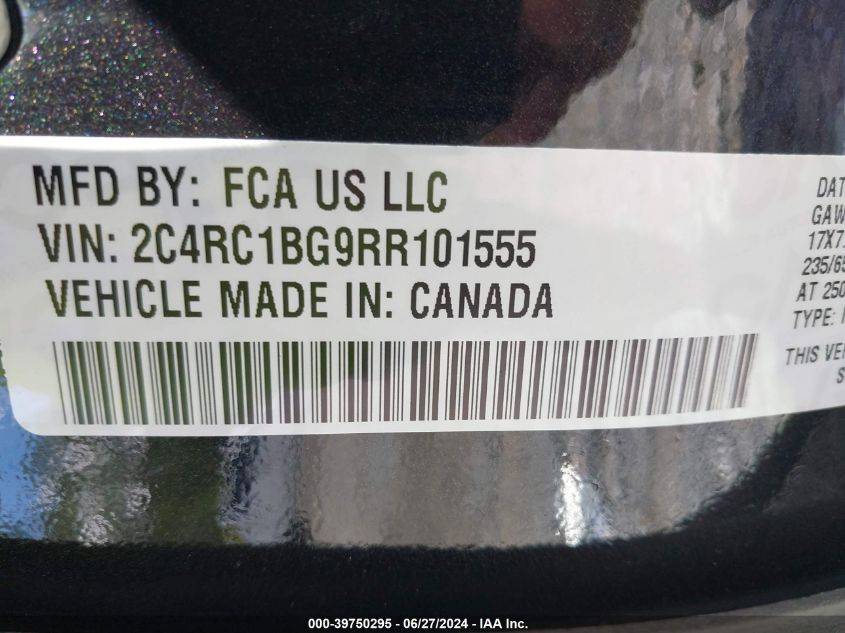 2024 Chrysler Pacifica Touring L VIN: 2C4RC1BG9RR101555 Lot: 39750295