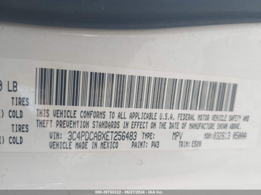 2014 Dodge Journey American Value Pkg VIN: 3C4PDCABXET256483 Lot: 39750322