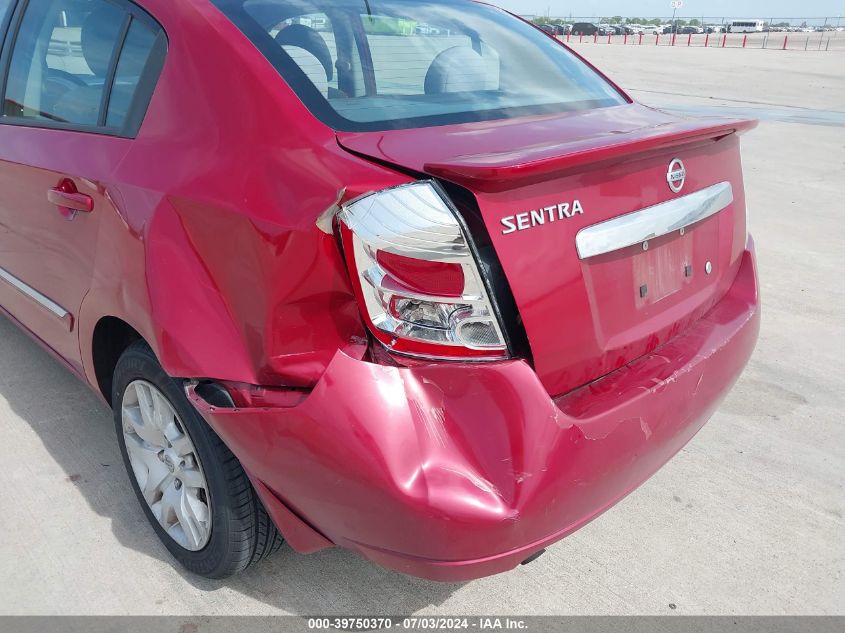 2012 Nissan Sentra 2.0 S VIN: 3N1AB6AP2CL700481 Lot: 39750370