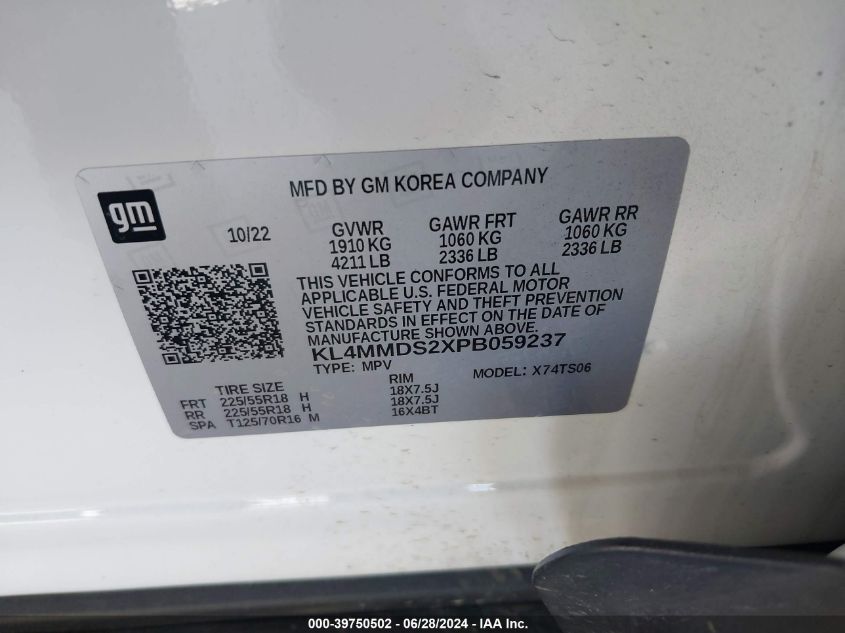 2023 Buick Encore Gx Select Fwd VIN: KL4MMDS2XPB059237 Lot: 39750502