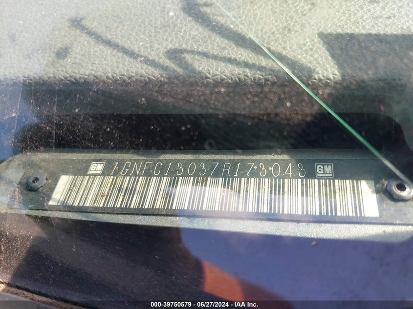 2007 Chevrolet Tahoe Lt VIN: 1GNFC13037R173043 Lot: 39750579