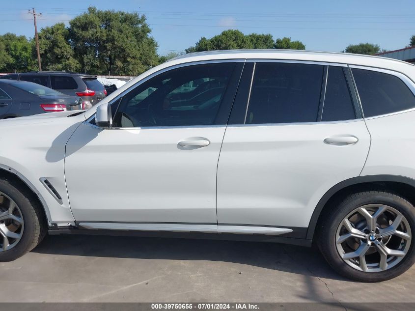 2022 BMW X3 Sdrive30I VIN: 5UX43DP09N9K35911 Lot: 39750655