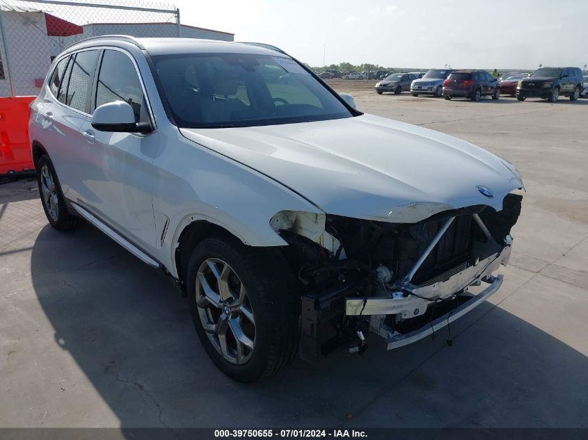 2022 BMW X3 Sdrive30I VIN: 5UX43DP09N9K35911 Lot: 39750655