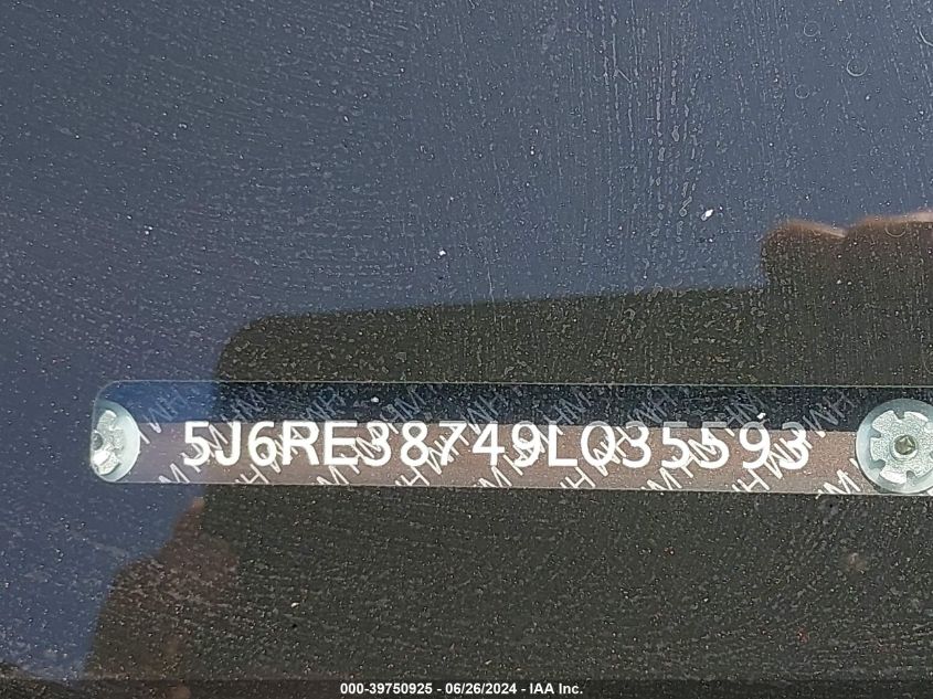 2009 Honda Cr-V Ex-L VIN: 5J6RE38749L035593 Lot: 39750925