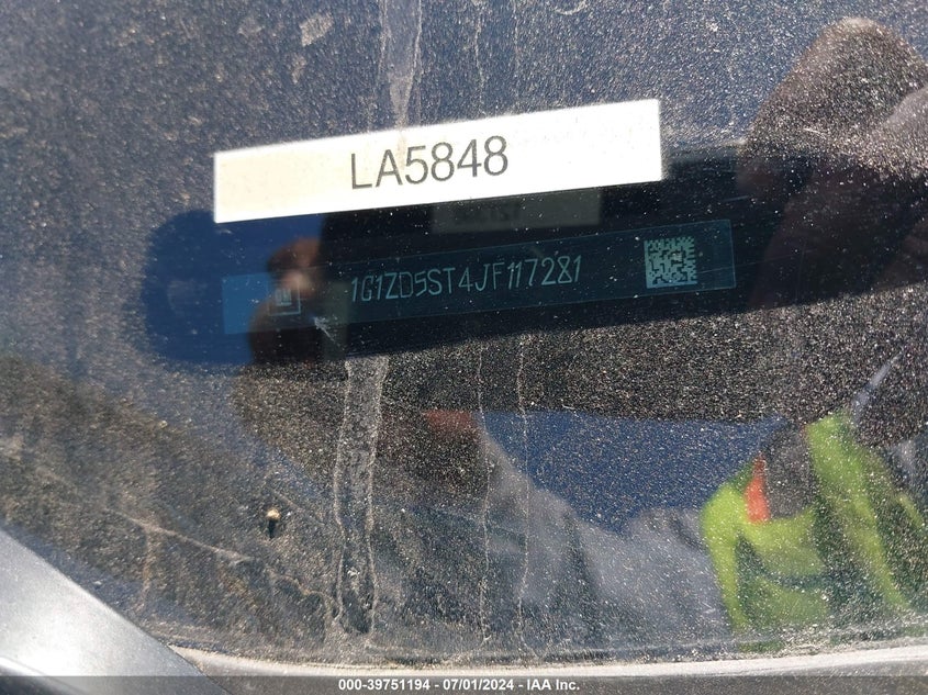 2018 Chevrolet Malibu Lt VIN: 1G1ZD5ST4JF117281 Lot: 39751194