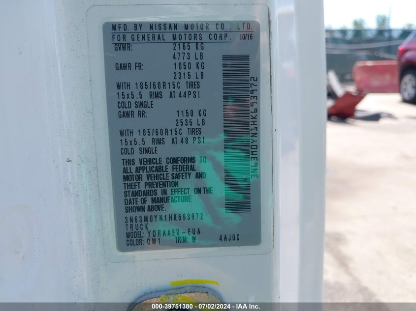 2017 CHEVROLET CITY EXPRESS 1LS - 3N63M0YN1HK693972