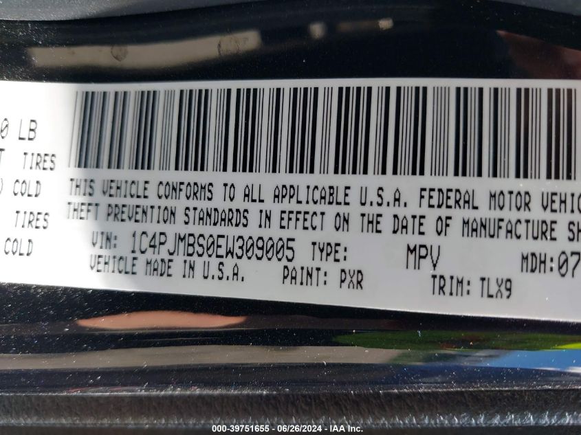 2014 Jeep Cherokee Trailhawk VIN: 1C4PJMBS0EW309005 Lot: 39751655