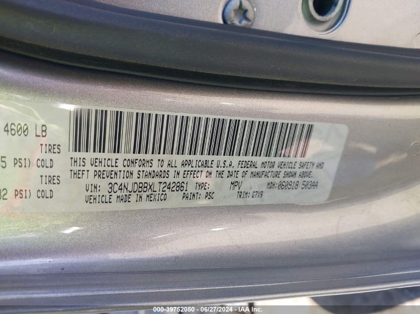 2020 Jeep Compass Sun And Safety 4X4 VIN: 3C4NJDBBXLT242861 Lot: 39752050