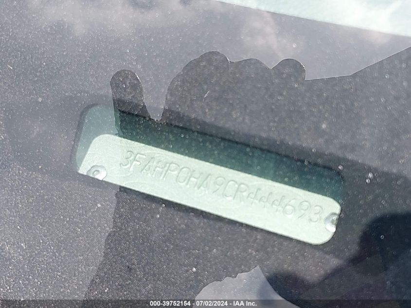 2012 Ford Fusion Se VIN: 3FAHP0HA9CR444693 Lot: 39752154