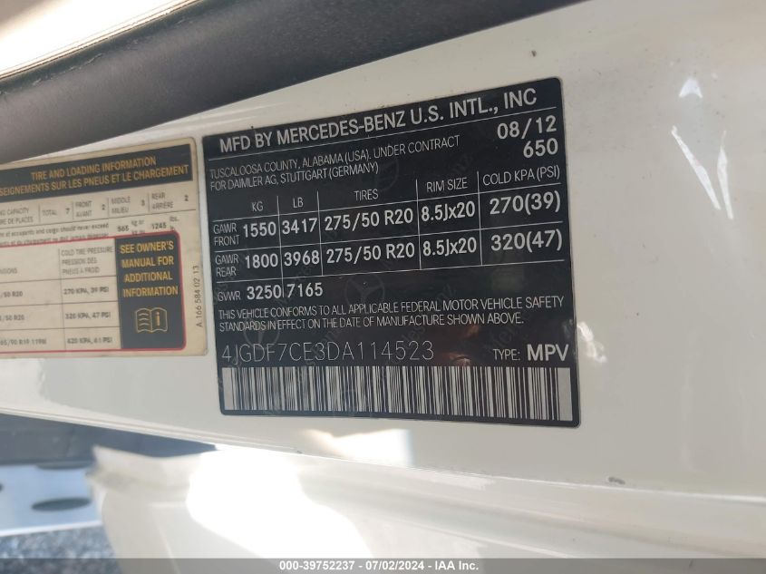 2013 MERCEDES-BENZ GL 450 4MATIC - 4JGDF7CE3DA114523