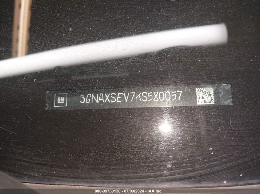 2019 Chevrolet Equinox Ls VIN: 3GNAXSEV7KS580057 Lot: 39753138
