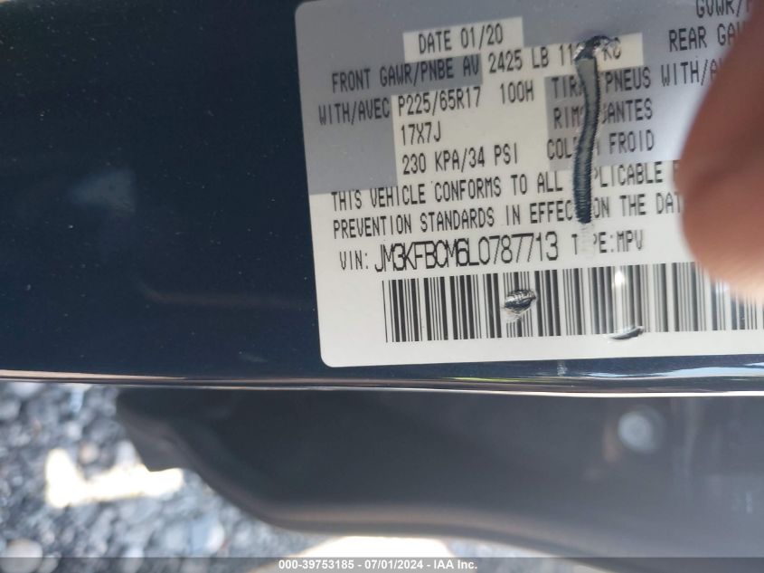 2020 Mazda Cx-5 Touring VIN: JM3KFBCM6L0787713 Lot: 39753185