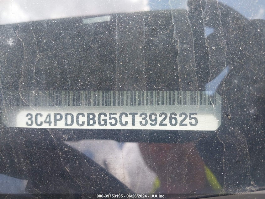 2012 Dodge Journey Sxt VIN: 3C4PDCBG5CT392625 Lot: 39753195
