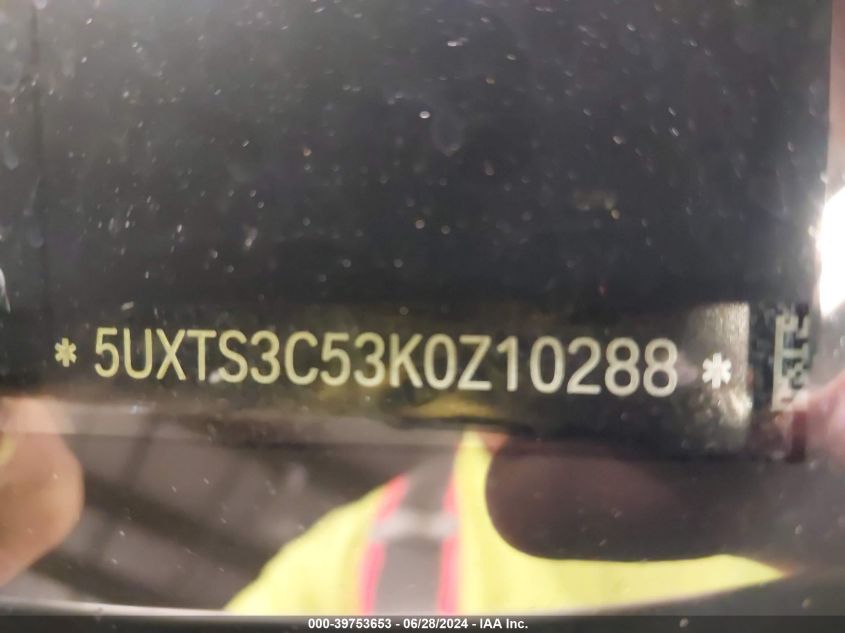 2019 BMW X3 M40I VIN: 5UXTS3C53K0Z10288 Lot: 39753653