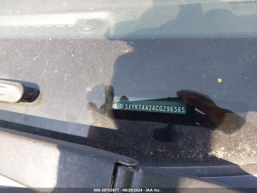 2012 Kia Sorento Lx V6 VIN: 5XYKT4A24CG296565 Lot: 39753677