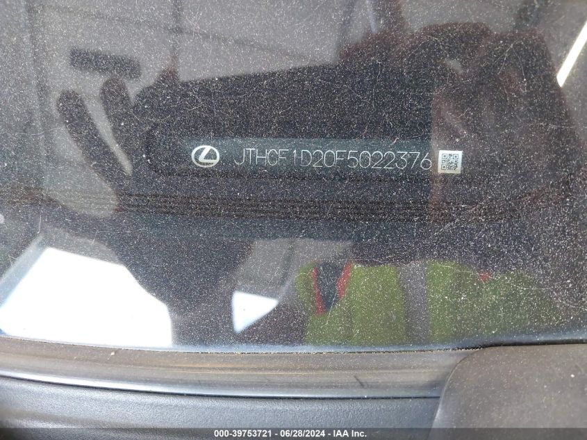2015 Lexus Is 250 250 VIN: JTHCF1D20F5022376 Lot: 39753721