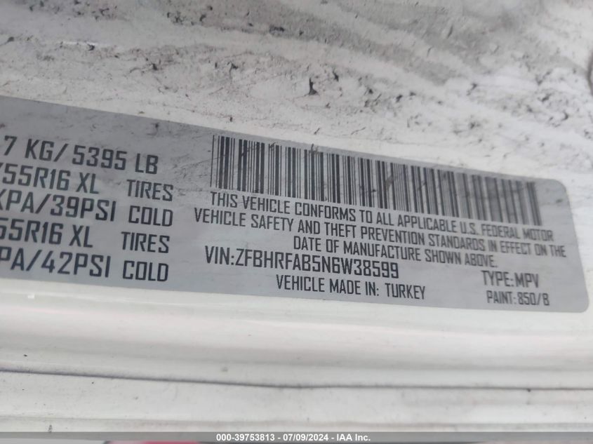 2022 RAM PROMASTER CITY CARGO VAN - ZFBHRFAB5N6W38599