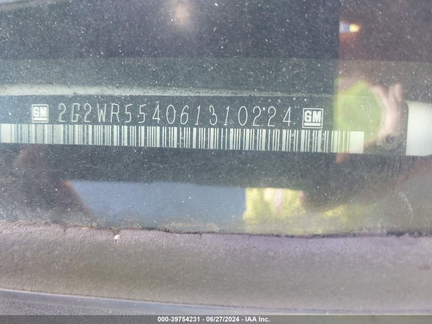 2006 Pontiac Grand Prix Gt VIN: 2G2WR554061310224 Lot: 39754231