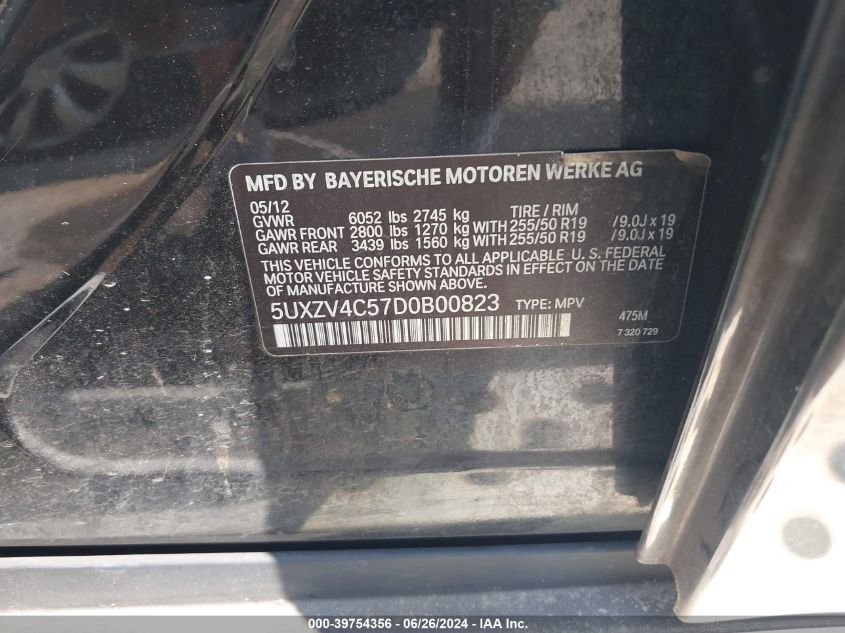 2013 BMW X5 xDrive35I/xDrive35I Premium/xDrive35I Sport Activity VIN: 5UXZV4C57D0B00823 Lot: 39754356