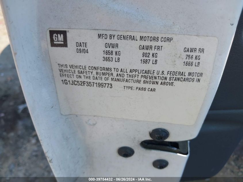 2005 Chevrolet Cavalier VIN: 1G1JC52F357199773 Lot: 39754432